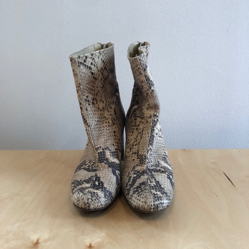 Free People Snakeskin Print Ankle Booties in Beige and Brown - Picture 4 of 8